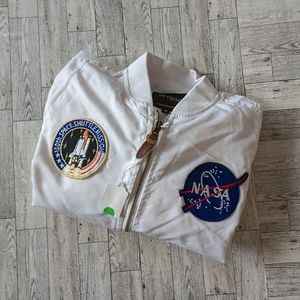 CORIRESHA Unisex Apollo NASA Patches Slim Fit Bomber Jackets Windbreaker